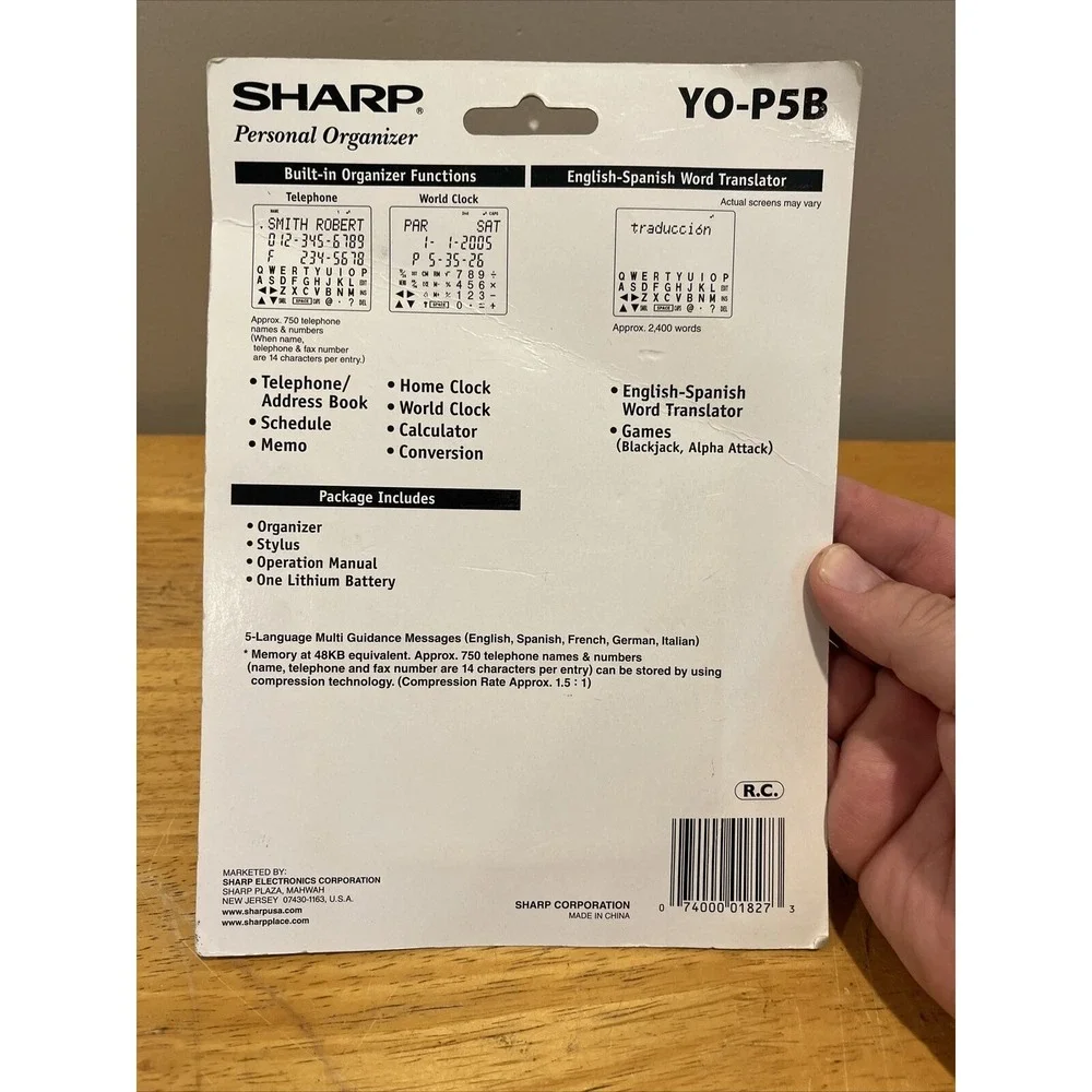 Sharp YO-P5B Personal‎ Organizer 48kb Memory 3-Line Touch Screen Display